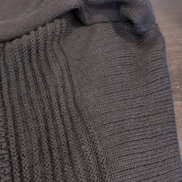 Laura Open Front Cardigan Sweater Shawl Collar Black Tunic Length Long Sleeve - Picture 15 of 15